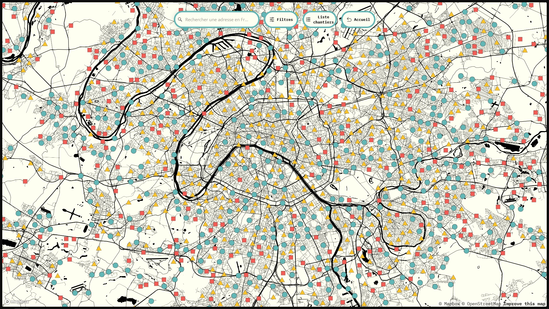 Carte open-data des chantiers de construction et de démolition en France métropolitaine